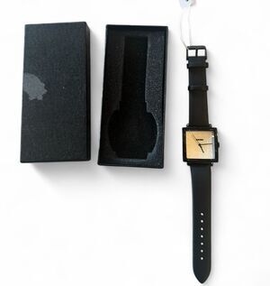 SKMEI Dress Watch Men Quartz Business Square Wristwatch 2032 Black Leather Band